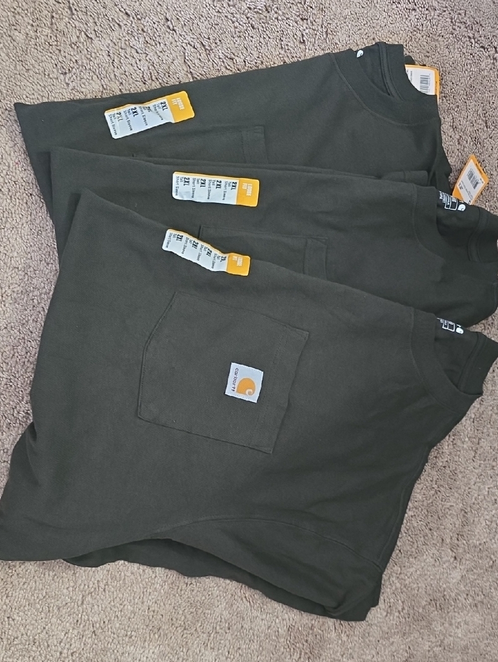 Carhartt Dark Olive Green Pocket Tee - Workwear Logo - SET OF 3 2xl Tall